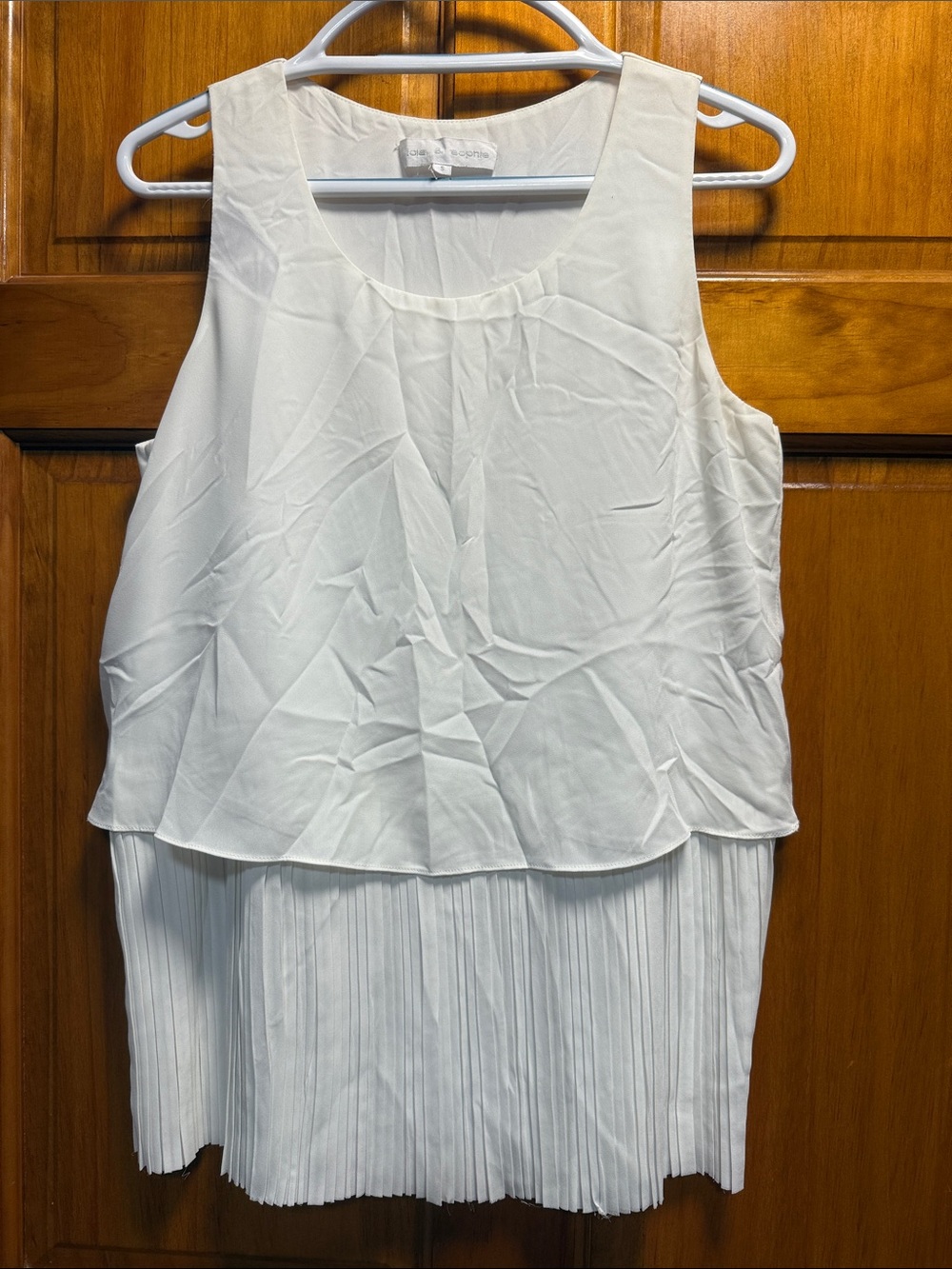Lola & Sophie White Layered Pleated Tank